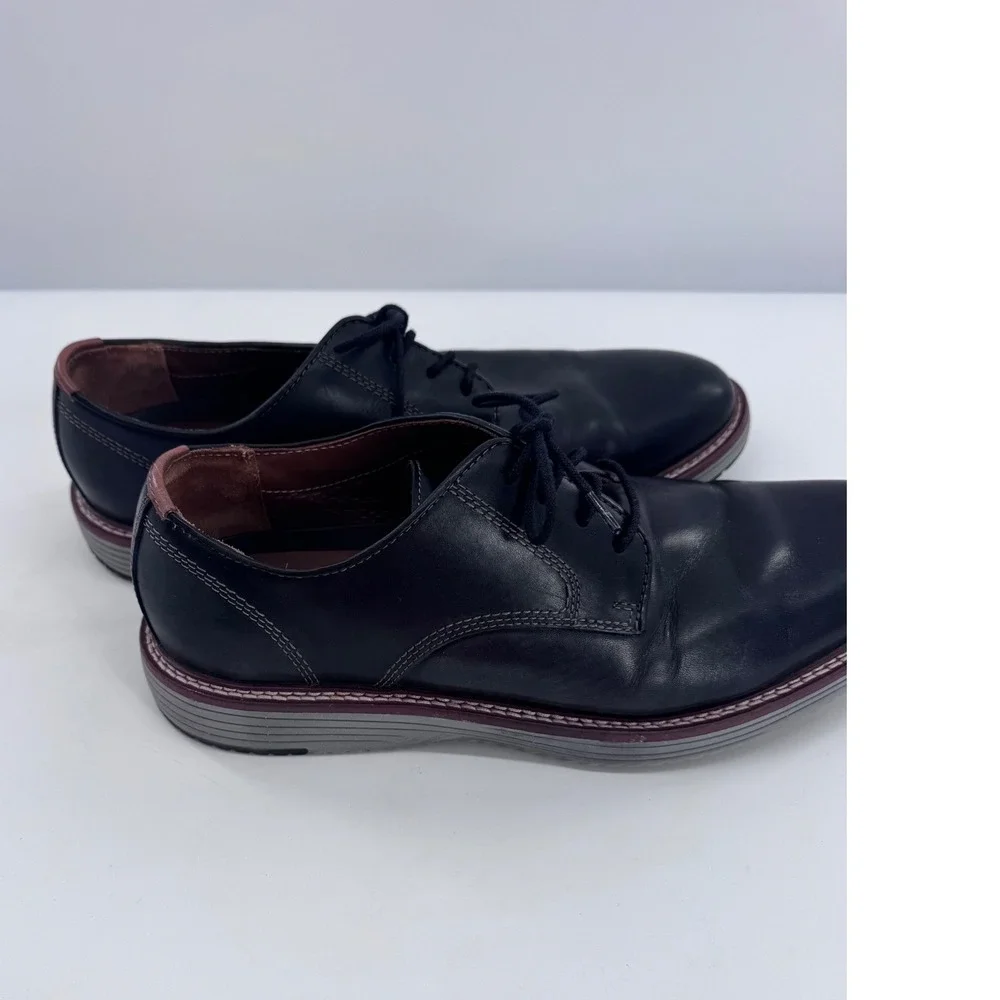 Johnston & Murphy TRUFOAM Upton Oxford Mens Black Leather Plain Toe Shoe 10M
